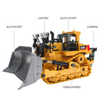 Escavatore in lega giocattolo telecomandato per bambini con bulldozer pesante a nove canali con telecomando 2.4G, 1031 Alloy Excavator