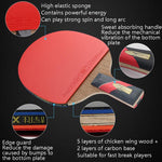 HUIESON HS-LX Six Star 5-Strati Chicken Wing Tip + 2 Strati di Carbonio Doppio Lato Continuo Ping Pong Racchetta Singola, HUIESON HS-LX(Pen Hold Grip Racket), HUIESON HS-LX(Hand-shake Grip Racket)