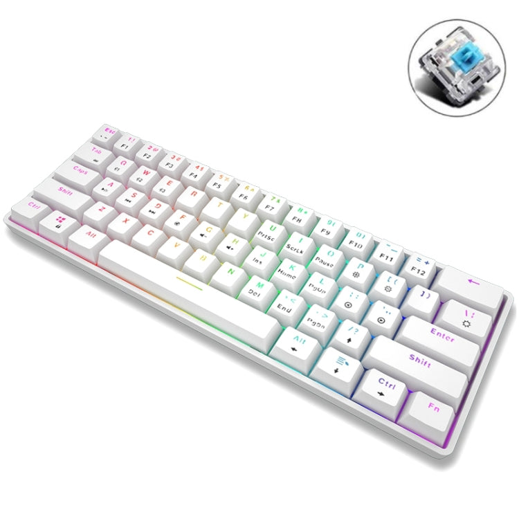 LEAVEN K28 61 tasti Gaming Office Computer RGB Bluetooth wireless + tastiera meccanica cablata a doppia modalità, lunghezza cavo: 1,5 m, Green Axis (Black), Green Axis (White), Green Axis (Blue), Green Axis (Pink), Red Axis (Black), Red Axis (White)   ...
