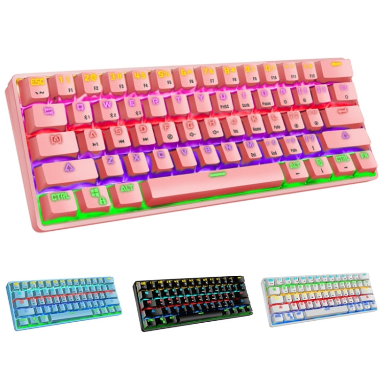 LEAVEN K28 61 tasti Gaming Office Computer RGB Bluetooth wireless + tastiera meccanica cablata a doppia modalità, lunghezza cavo: 1,5 m, Green Axis (Black), Green Axis (White), Green Axis (Blue), Green Axis (Pink), Red Axis (Black), Red Axis (White)   ...
