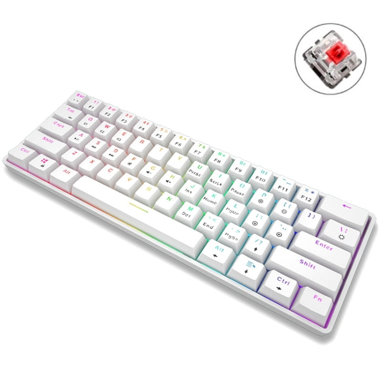 LEAVEN K28 61 tasti Gaming Office Computer RGB Bluetooth wireless + tastiera meccanica cablata a doppia modalità, lunghezza cavo: 1,5 m, Green Axis (Black), Green Axis (White), Green Axis (Blue), Green Axis (Pink), Red Axis (Black), Red Axis (White)���...