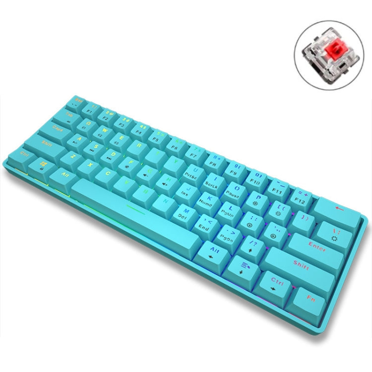 LEAVEN K28 61 tasti Gaming Office Computer RGB Bluetooth wireless + tastiera meccanica cablata a doppia modalità, lunghezza cavo: 1,5 m, Green Axis (Black), Green Axis (White), Green Axis (Blue), Green Axis (Pink), Red Axis (Black), Red Axis (White)���...