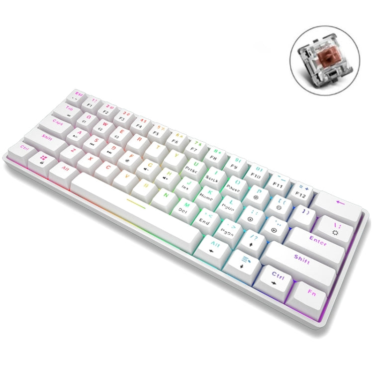 LEAVEN K28 61 tasti Gaming Office Computer RGB Bluetooth wireless + tastiera meccanica cablata a doppia modalità, lunghezza cavo: 1,5 m, Green Axis (Black), Green Axis (White), Green Axis (Blue), Green Axis (Pink), Red Axis (Black), Red Axis (White)���...