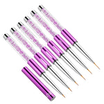2 PCS Nail Art Drawing Pen Purple Drill Rod Color Painting Flower Stripe Nail Brush con copertura per penna, 20mm, 15mm, 11mm, 9mm, 7mm, 5mm