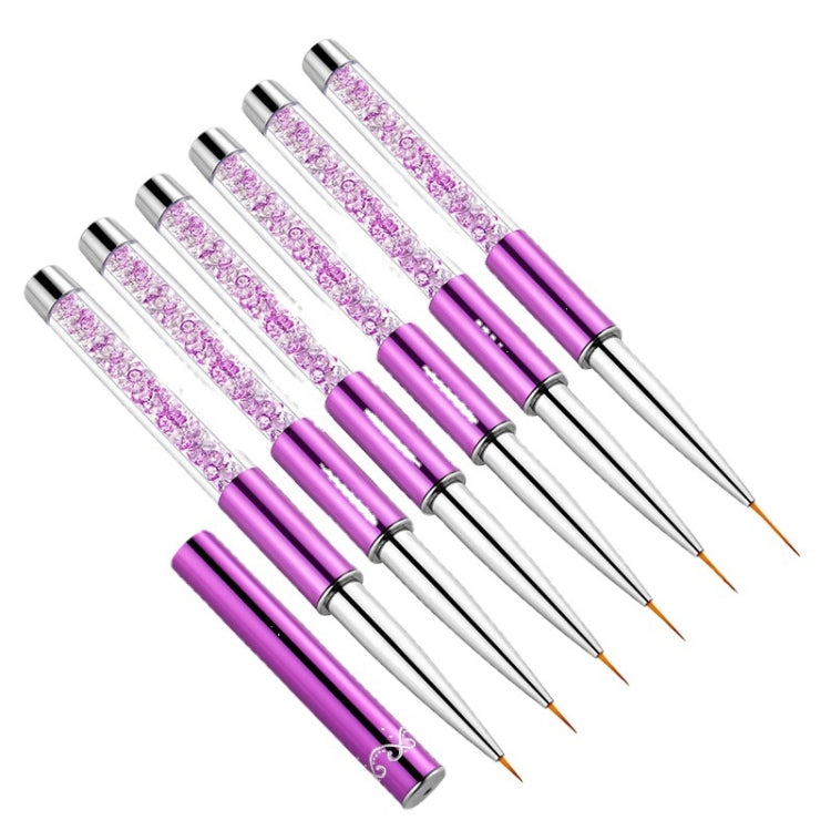 2 PCS Nail Art Drawing Pen Purple Drill Rod Color Painting Flower Stripe Nail Brush con copertura per penna, 20mm, 15mm, 11mm, 9mm, 7mm, 5mm