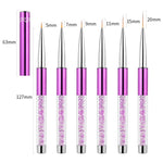 2 PCS Nail Art Drawing Pen Purple Drill Rod Color Painting Flower Stripe Nail Brush con copertura per penna, 20mm, 15mm, 11mm, 9mm, 7mm, 5mm