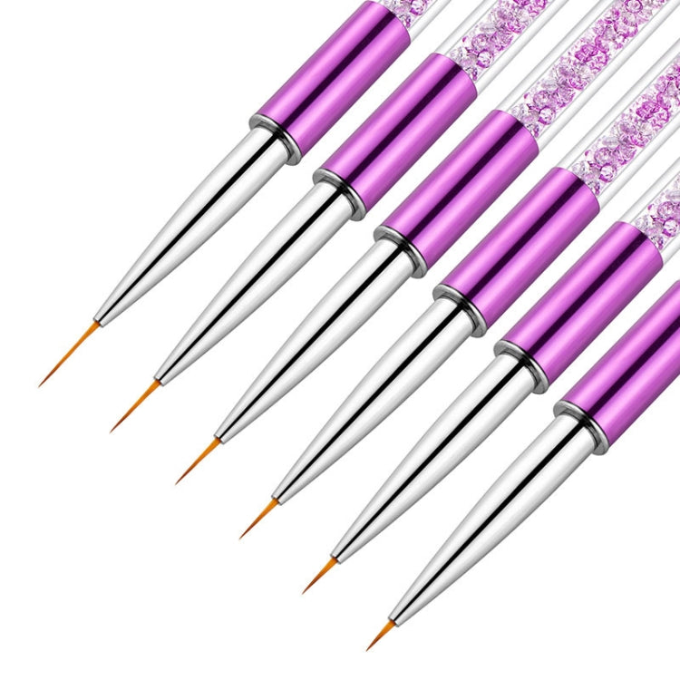2 PCS Nail Art Drawing Pen Purple Drill Rod Color Painting Flower Stripe Nail Brush con copertura per penna, 20mm, 15mm, 11mm, 9mm, 7mm, 5mm