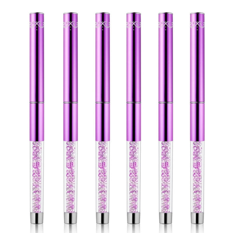 2 PCS Nail Art Drawing Pen Purple Drill Rod Color Painting Flower Stripe Nail Brush con copertura per penna, 20mm, 15mm, 11mm, 9mm, 7mm, 5mm