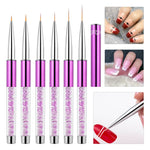 2 PCS Nail Art Drawing Pen Purple Drill Rod Color Painting Flower Stripe Nail Brush con copertura per penna, 20mm, 15mm, 11mm, 9mm, 7mm, 5mm