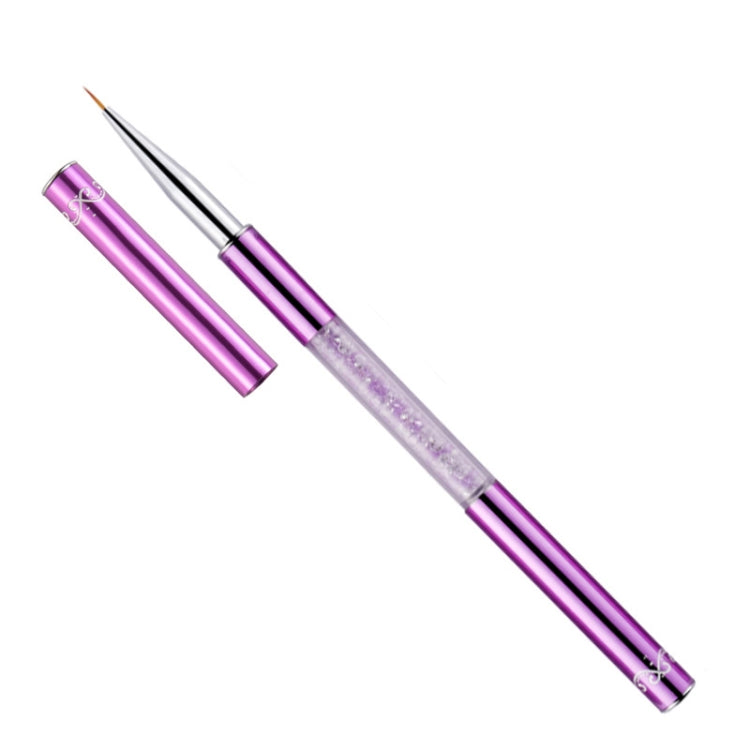 2 PCS Nail Art Drawing Pen Purple Drill Rod Color Painting Flower Stripe Nail Brush con copertura per penna, 20mm, 15mm, 11mm, 9mm, 7mm, 5mm
