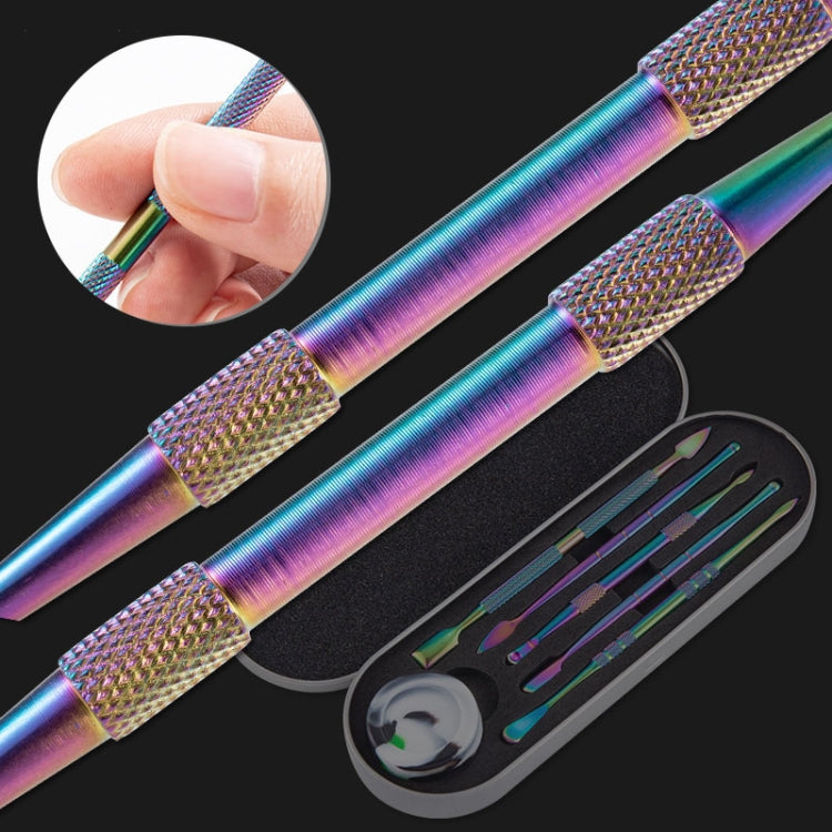 Set di strumenti per nail art Cucchiaio per crema da fumo Cucchiaio per olio da fumo in acciaio inossidabile, 5 In 1 Silver, 6 In 1 Silver, 5 In 1 Color Titanium, 6 In 1 Color Titanium