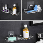 Portasapone da bagno a parete in acciaio inossidabile da 4 pezzi, stile:, Single Layer With Sticker, Single Layer Curved With Sticker