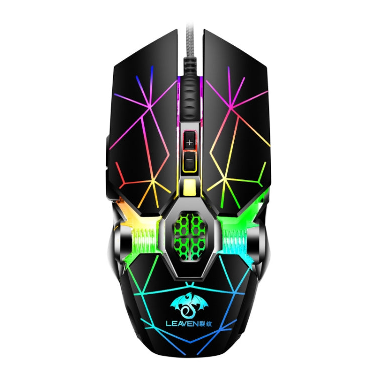LEAVEN 7 Tasti 4000 DPI USB Wired Computer Ufficio Mouse da gioco meccanico RGB luminoso, Lunghezza cavo: 1,5 m, S30 Black, S30 White, S30 Pink, S10 Black