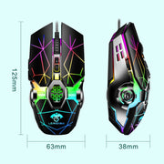 LEAVEN 7 Tasti 4000 DPI USB Wired Computer Ufficio Mouse da gioco meccanico RGB luminoso, Lunghezza cavo: 1,5 m, S30 Black, S30 White, S30 Pink, S10 Black