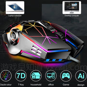 LEAVEN 7 Tasti 4000 DPI USB Wired Computer Ufficio Mouse da gioco meccanico RGB luminoso, Lunghezza cavo: 1,5 m, S30 Black, S30 White, S30 Pink, S10 Black