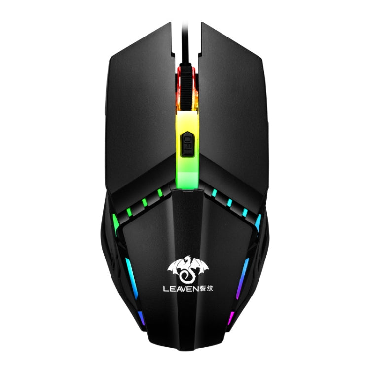 LEAVEN 7 Tasti 4000 DPI USB Wired Computer Ufficio Mouse da gioco meccanico RGB luminoso, Lunghezza cavo: 1,5 m, S30 Black, S30 White, S30 Pink, S10 Black