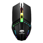LEAVEN 7 Tasti 4000 DPI USB Wired Computer Ufficio Mouse da gioco meccanico RGB luminoso, Lunghezza cavo: 1,5 m, S30 Black, S30 White, S30 Pink, S10 Black