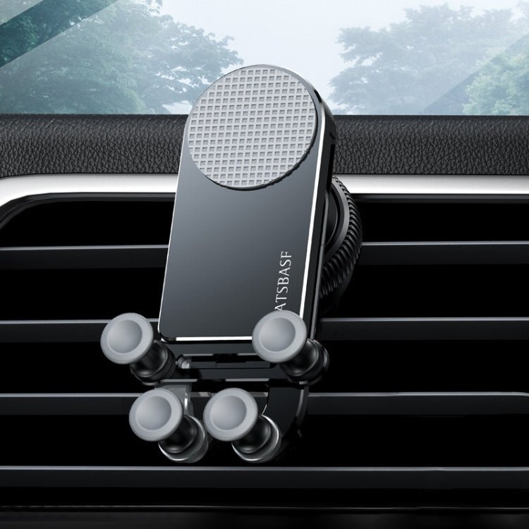 Oatsbasf Car Gravity Staffa in metallo Staffa per telefono cellulare scalabile e stabile Staffa per auto esclusiva per telefono cellulare con schermo pieghevole, Folding Screen Outlet Black, Folding Screen Outlet Silver, Folding Screen Paste Black