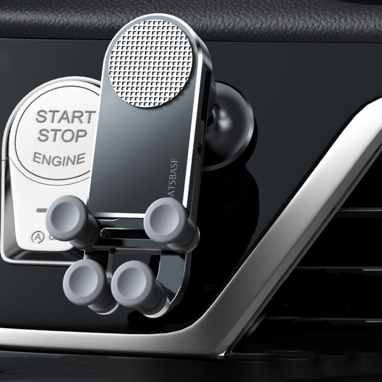 Oatsbasf Car Gravity Staffa in metallo Staffa per telefono cellulare scalabile e stabile Staffa per auto esclusiva per telefono cellulare con schermo pieghevole, Folding Screen Outlet Black, Folding Screen Outlet Silver, Folding Screen Paste Black