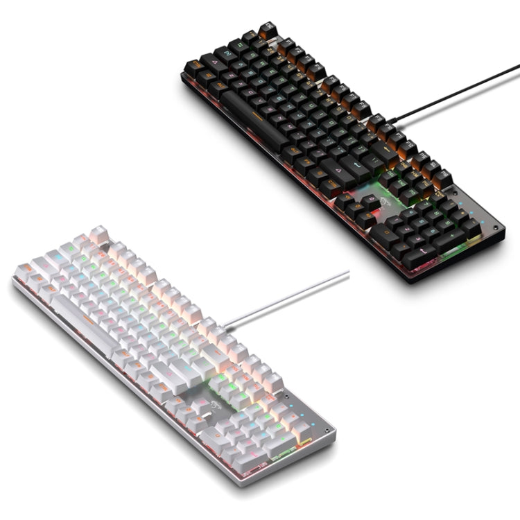 104 tasti Green Shaft RGB Tastiera luminosa Gioco per computer Tastiera meccanica in metallo cablata USB, Lunghezza cavo: 1,5 m, Stile:, Ordinary Version (Black), Ordinary Version (White), Double Imposition Version (White Pink)�������������������������...