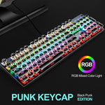 104 tasti Green Shaft RGB Tastiera luminosa Gioco per computer Tastiera meccanica in metallo cablata USB, Lunghezza cavo: 1,5 m, Stile:, Ordinary Version (Black), Ordinary Version (White), Double Imposition Version (White Pink)                         ...