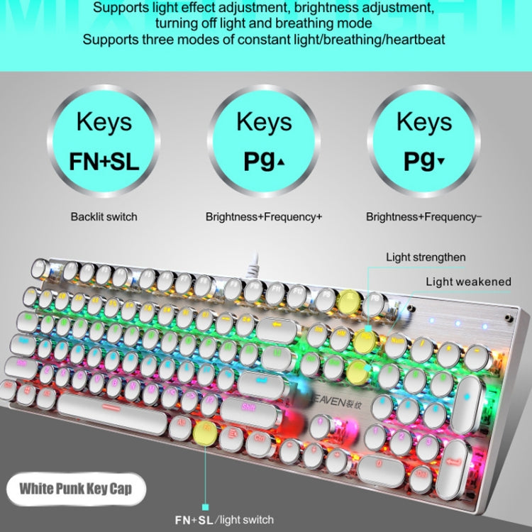 104 tasti Green Shaft RGB Tastiera luminosa Gioco per computer Tastiera meccanica in metallo cablata USB, Lunghezza cavo: 1,5 m, Stile:, Ordinary Version (Black), Ordinary Version (White), Double Imposition Version (White Pink)�������������������������...