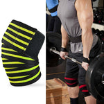 Ginocchiere sportive avvolte in fasciatura a quattro strisce in nylon da 2 pezzi, Nylon Knee Pads(Black Red), Nylon Knee Pads (Black Yellow), Nylon Knee Pads (Black Light Blue), Nylon Knee Pads (Black Green), Nylon Knee Pads (Black Orange)             ...