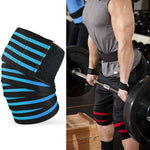 Ginocchiere sportive avvolte in fasciatura a quattro strisce in nylon da 2 pezzi, Nylon Knee Pads(Black Red), Nylon Knee Pads (Black Yellow), Nylon Knee Pads (Black Light Blue), Nylon Knee Pads (Black Green), Nylon Knee Pads (Black Orange)             ...