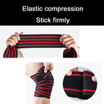 Ginocchiere sportive avvolte in fasciatura a quattro strisce in nylon da 2 pezzi, Nylon Knee Pads(Black Red), Nylon Knee Pads (Black Yellow), Nylon Knee Pads (Black Light Blue), Nylon Knee Pads (Black Green), Nylon Knee Pads (Black Orange)             ...
