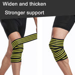 Ginocchiere sportive avvolte in fasciatura a quattro strisce in nylon da 2 pezzi, Nylon Knee Pads(Black Red), Nylon Knee Pads (Black Yellow), Nylon Knee Pads (Black Light Blue), Nylon Knee Pads (Black Green), Nylon Knee Pads (Black Orange)             ...