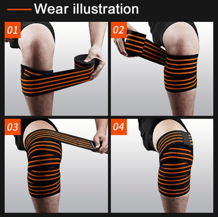 Ginocchiere sportive avvolte in fasciatura a quattro strisce in nylon da 2 pezzi, Nylon Knee Pads(Black Red), Nylon Knee Pads (Black Yellow), Nylon Knee Pads (Black Light Blue), Nylon Knee Pads (Black Green), Nylon Knee Pads (Black Orange)             ...