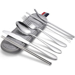 7 in 1 Posate Cucchiaio Bacchette E Set Cannuccia Set Posate Portatile In Acciaio Inossidabile, Silver + Light Bag, Gold+ Light Bag, Rose+ Light Bag, Symphony + Light Bag, Black+ Light Bag, Silver + Deep Bag, Gold  + Deep Bag, Rose  + Deep Bag         ...