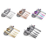 7 in 1 Posate Cucchiaio Bacchette E Set Cannuccia Set Posate Portatile In Acciaio Inossidabile, Silver + Light Bag, Gold+ Light Bag, Rose+ Light Bag, Symphony + Light Bag, Black+ Light Bag, Silver + Deep Bag, Gold  + Deep Bag, Rose  + Deep Bag         ...