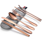 7 in 1 Posate Cucchiaio Bacchette E Set Cannuccia Set Posate Portatile In Acciaio Inossidabile, Silver + Light Bag, Gold+ Light Bag, Rose+ Light Bag, Symphony + Light Bag, Black+ Light Bag, Silver + Deep Bag, Gold  + Deep Bag, Rose  + Deep Bag         ...