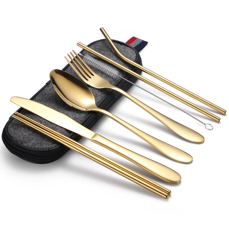 7 in 1 Posate Cucchiaio Bacchette E Set Cannuccia Set Posate Portatile In Acciaio Inossidabile, Silver + Light Bag, Gold+ Light Bag, Rose+ Light Bag, Symphony + Light Bag, Black+ Light Bag, Silver + Deep Bag, Gold  + Deep Bag, Rose  + Deep Bag         ...