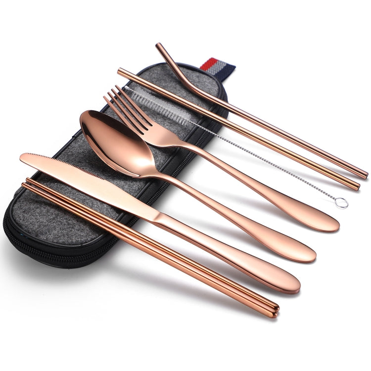 7 in 1 Posate Cucchiaio Bacchette E Set Cannuccia Set Posate Portatile In Acciaio Inossidabile, Silver + Light Bag, Gold+ Light Bag, Rose+ Light Bag, Symphony + Light Bag, Black+ Light Bag, Silver + Deep Bag, Gold  + Deep Bag, Rose  + Deep Bag         ...