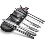 7 in 1 Posate Cucchiaio Bacchette E Set Cannuccia Set Posate Portatile In Acciaio Inossidabile, Silver + Light Bag, Gold+ Light Bag, Rose+ Light Bag, Symphony + Light Bag, Black+ Light Bag, Silver + Deep Bag, Gold  + Deep Bag, Rose  + Deep Bag         ...