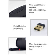 JS-5D 6 Tasti 2.4G Mouse verticale ergonomico Mouse di ricarica wireless transfrontaliero