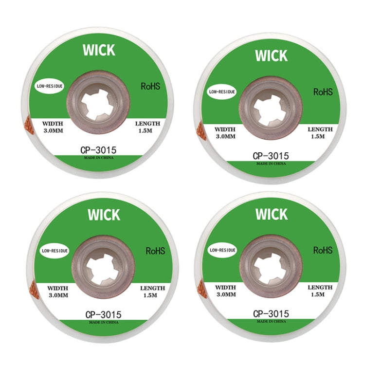 4 PCS Filo di Seta Carenza di Stagno Con Basso Residuo Striscia BGA Per Rimuovere Stagno Striscia di Saldatura Manutenzione Elettronica Materiale di Saldatura, CP-2015 2.0mm x 1.5m, CP-2515 2.5mm x 1.5m, CP-3015 3.0mm x 1.5m, CP-3515 3.5mm x 1.5m