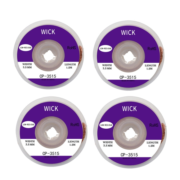 4 PCS Filo di Seta Carenza di Stagno Con Basso Residuo Striscia BGA Per Rimuovere Stagno Striscia di Saldatura Manutenzione Elettronica Materiale di Saldatura, CP-2015 2.0mm x 1.5m, CP-2515 2.5mm x 1.5m, CP-3015 3.0mm x 1.5m, CP-3515 3.5mm x 1.5m