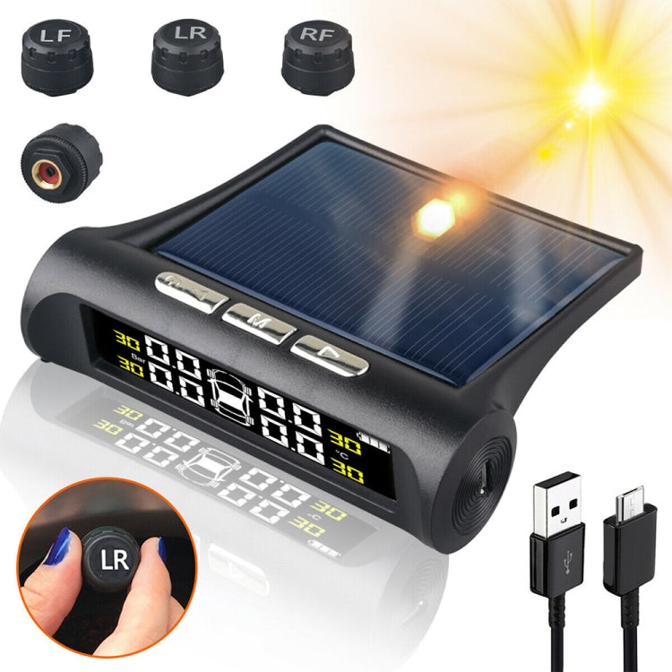 T1 Sistema di monitoraggio della pressione dei pneumatici solare wireless montato su veicolo Termometro per la pressione dei pneumatici per veicoli per uso generico, T1