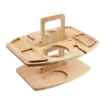 Tavolo da vino staccabile con supporto per bicchiere da vino in legno da picnic portatile, Camping Table with Handle