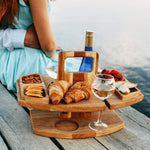 Tavolo da vino staccabile con supporto per bicchiere da vino in legno da picnic portatile, Camping Table with Handle