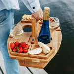 Tavolo da vino staccabile con supporto per bicchiere da vino in legno da picnic portatile, Camping Table with Handle