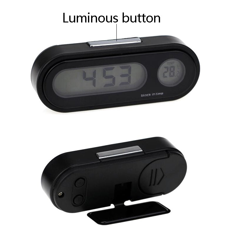 K02 Orologio elettronico per auto Misuratore di temperatura Luce notturna LED Misuratore di tempo di temperatura, 2 in 1 Black Blue Light
