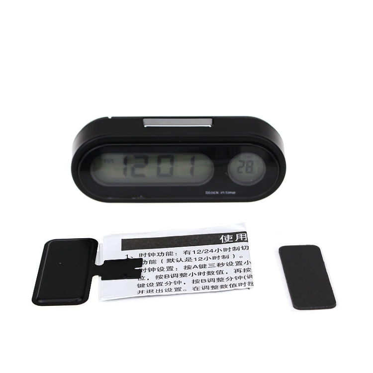 K02 Orologio elettronico per auto Misuratore di temperatura Luce notturna LED Misuratore di tempo di temperatura, 2 in 1 Black Blue Light