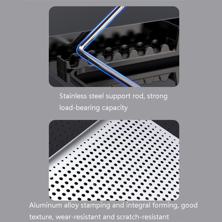 ICE COOREL Ventola del radiatore in lega di alluminio per laptop Staffa di raffreddamento per notebook silenziosa, Space Silver, Tungsten Gold Black, Six-Fan Space Silver, Six-Fan Tungsten Gold Black