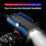 BG-2021 Luce anteriore per bicicletta 4 in 1 Supporto per telefono cellulare Luce per clacson Luce anteriore per mountain bike, 2400 MAH Black, 2400 MAH Red, 2400 MAH Blue, 4000 MAH Black, 4000 MAH Red, 4000 MAH Blue