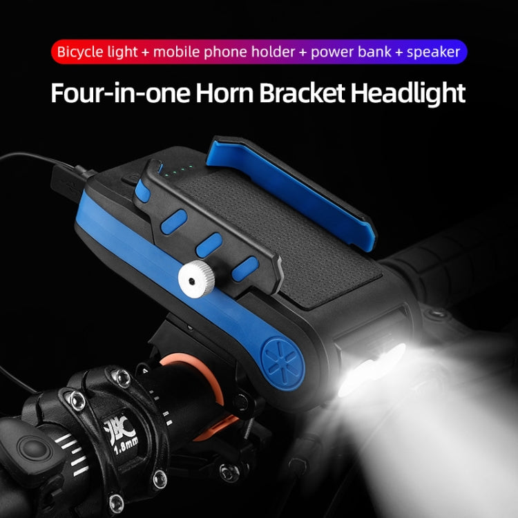 BG-2021 Luce anteriore per bicicletta 4 in 1 Supporto per telefono cellulare Luce per clacson Luce anteriore per mountain bike, 2400 MAH Black, 2400 MAH Red, 2400 MAH Blue, 4000 MAH Black, 4000 MAH Red, 4000 MAH Blue