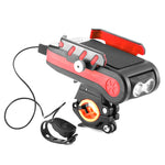 BG-2021 Luce anteriore per bicicletta 4 in 1 Supporto per telefono cellulare Luce per clacson Luce anteriore per mountain bike, 2400 MAH Black, 2400 MAH Red, 2400 MAH Blue, 4000 MAH Black, 4000 MAH Red, 4000 MAH Blue